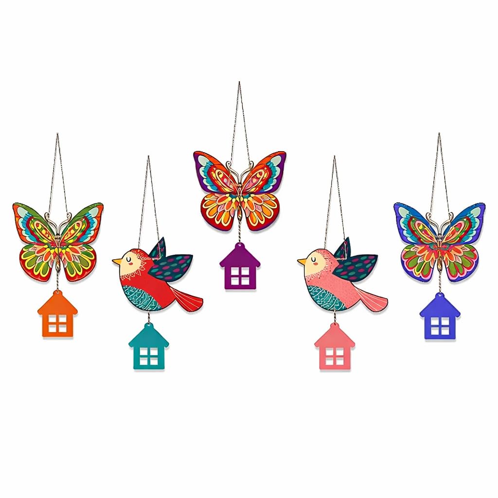 VIBHSA Multicolored Butterfly & Birds Wooden Wall Hanging for Home Decoration