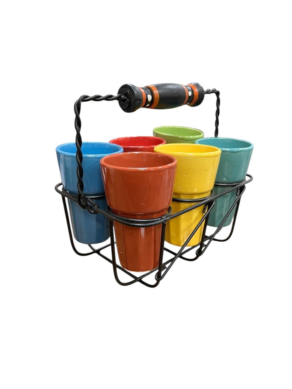 VIBHSA Ceramic Cutting Chai Glasses with Stand