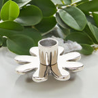 VIBHSA Handmade Flower Candle Holder Silver Finish. Ideal for Home & Table Decor, Religious Events