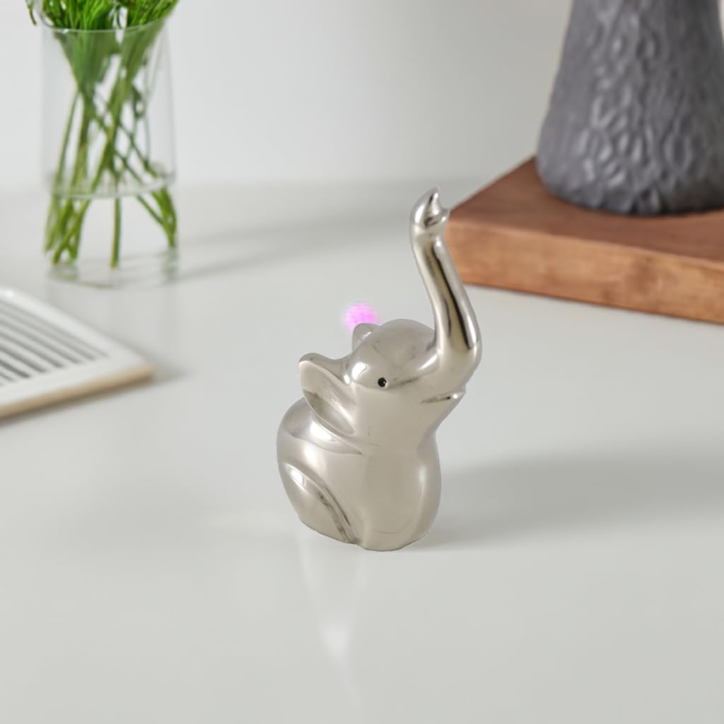 VIBHSA Handmade Ring Holder Organizer. Ring Holders for Jewelry (Silver Elephant)