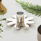 VIBHSA Handmade Flower Candle Holder Silver Finish. Ideal for Home & Table Decor, Religious Events