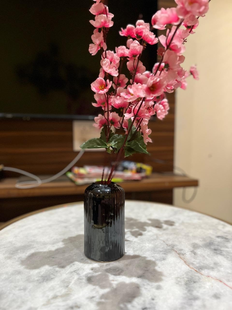 VIBHSA Ceramic Vase for Home Living Room Décor Ceramic Vase (2 inch,Black)