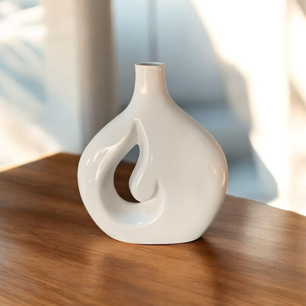 VIBHSA Cloud Hole Shape Ceramic Vase – Set of 1