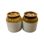 VIBHSA Ceramic Salt and Pepper Shaker Set, Brown and Beige Pack of 2