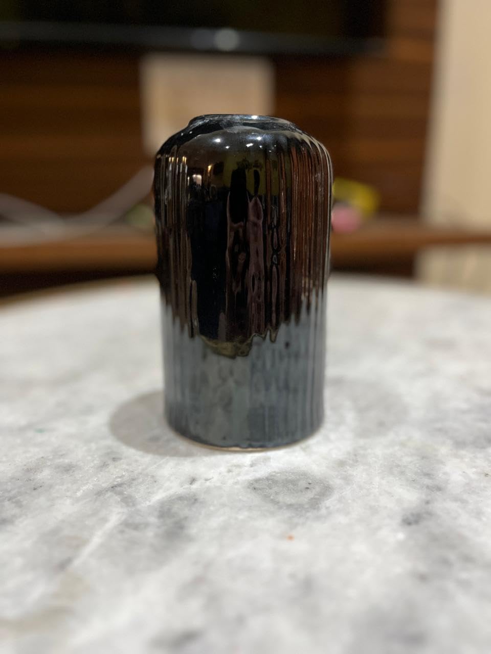 VIBHSA Ceramic Vase for Home Living Room Décor Ceramic Vase (2 inch,Black)
