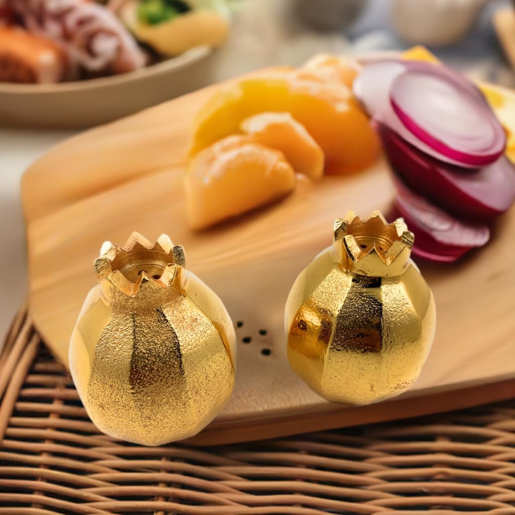 VIBHSA Salt and Pepper Shakers Set Kitchen Table Decor Accents (Golden Pomegranate)