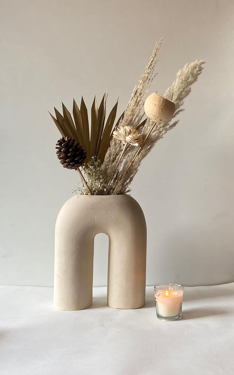 VIBHSA Inverted U Shape Ceramic Minimalist Aesthetic Flower Vase