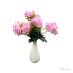 VIBHSA White Ceramic Vase, Tall Narrow Neck, Glossy Finish