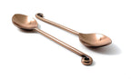 VIBHSA Stainless Steel Handcrafted Teaspoons Copper Finish Twist Edge Dessert Spoons Set of 6