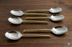 VIBHSA Stainless Steel Hammered Golden Cut Spoons Set of 6