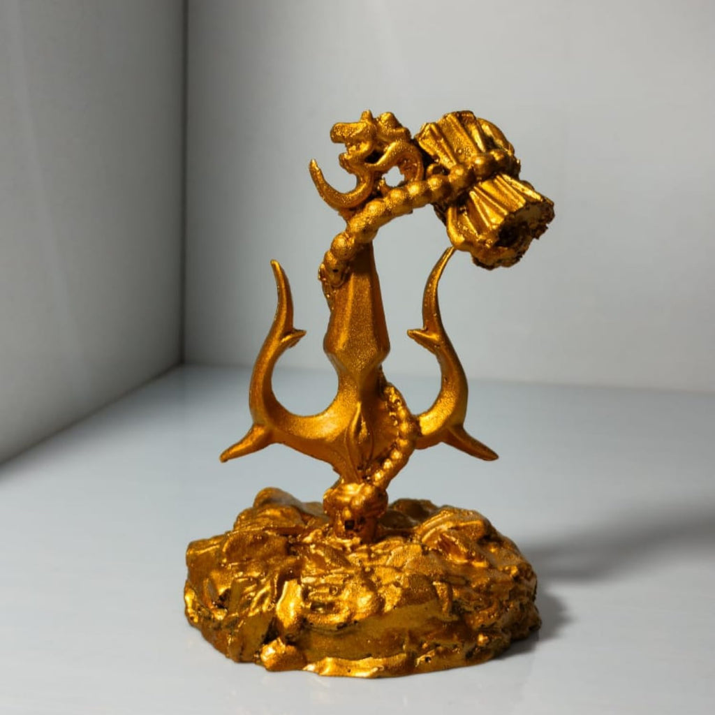 VIBHSA Shiva Trishul Statue Car Dashboard Idol, Shiv Ji Trishul with Damru, Home