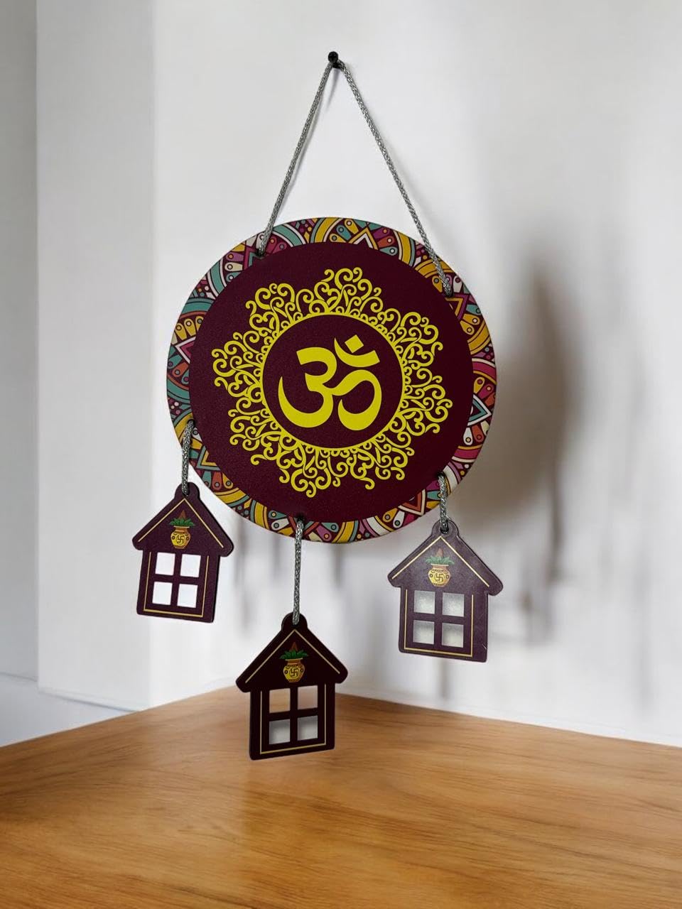 VIBHSA OM Mantra Wooden Wall Hanging Ornaments Decorative Items for Home Gifts Religious Wood Hanger Living Room Artworks Modern Decor