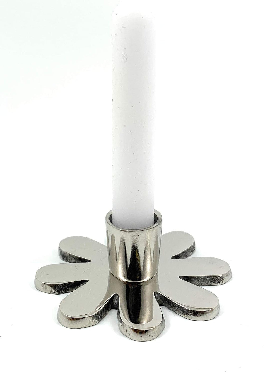 VIBHSA Handmade Flower Candle Holder Silver Finish. Ideal for Home & Table Decor, Religious Events