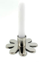 VIBHSA Handmade Flower Candle Holder Silver Finish. Ideal for Home & Table Decor, Religious Events