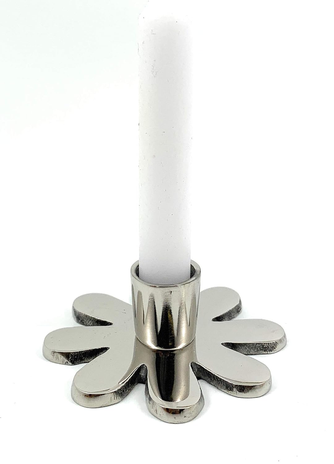 VIBHSA Handmade Flower Candle Holder Silver Finish. Ideal for Home & Table Decor, Religious Events