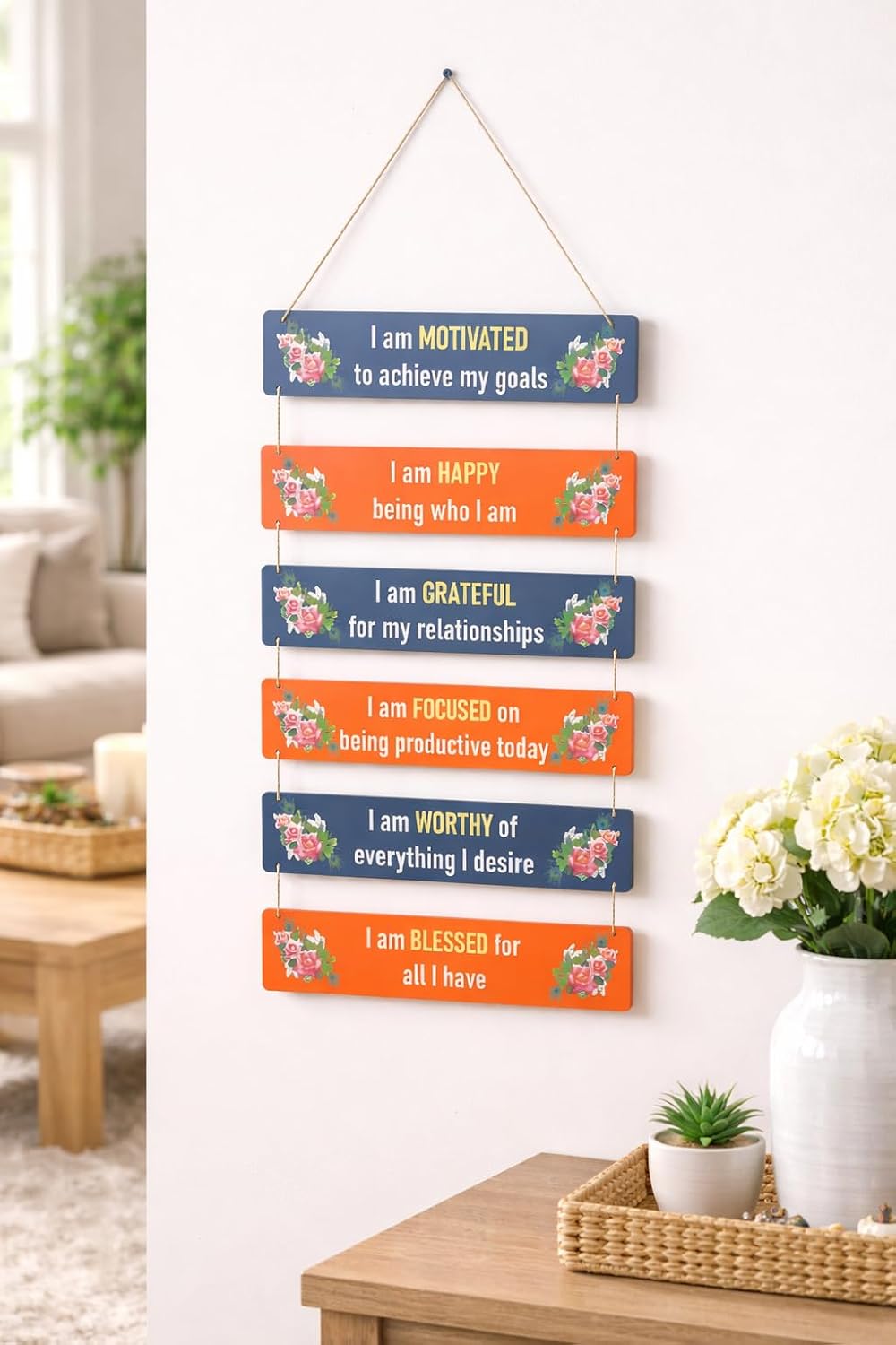 VIBHSA Inspirational Wall Hanging With Positive Quote Wooden Decorative Wall Art – Wooden Home Decor Items
