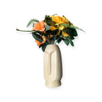 VIBHSA Modern Decorative Face Ceramic Vase for Home Décor, White Ceramic Flower Vase