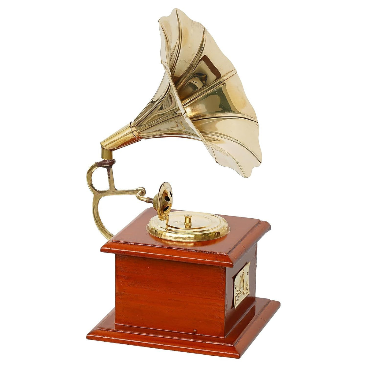 VIBHSA Brass Vintage Gramophone showpiece in Antique Gold Finish. Perfect Home & Living Room décor Item