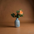 VIBHSA Decorative Ceramic Flower Vase for Home Decor, Blue White Ribbed Textured Vase