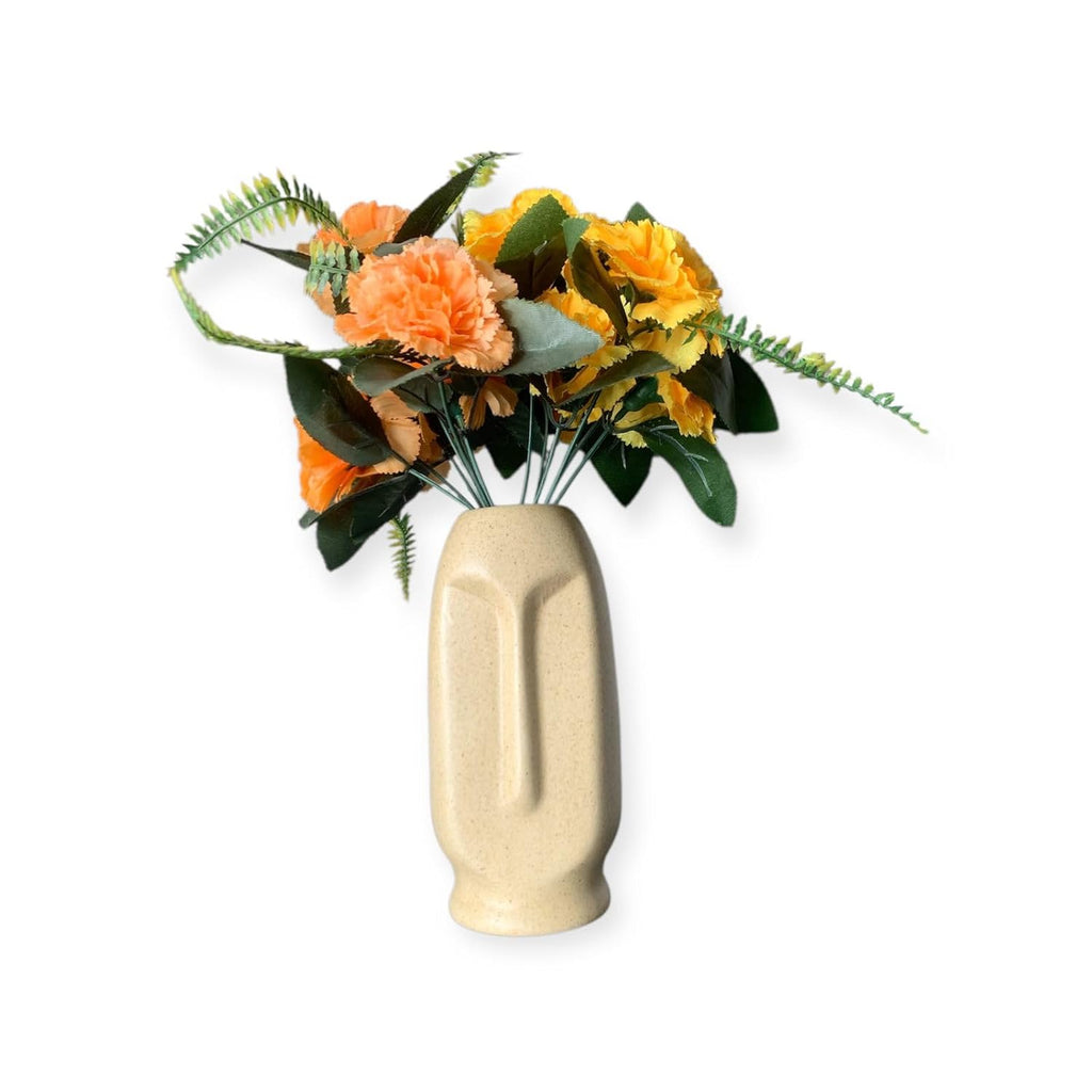 VIBHSA Modern Decorative Face Ceramic Vase for Home Décor, White Ceramic Flower Vase
