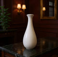 VIBHSA White Ceramic Vase, Tall Narrow Neck, Glossy Finish