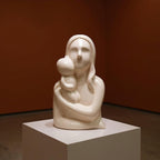 VIBHSA Mother and Child Ceramic Figurine, White Glossy Sculpture