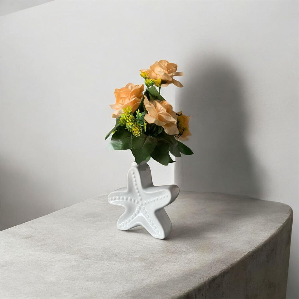 VIBHSA Star Fish Shape Vase, Ceramic Plant Pot, Diamond Shaped Planter