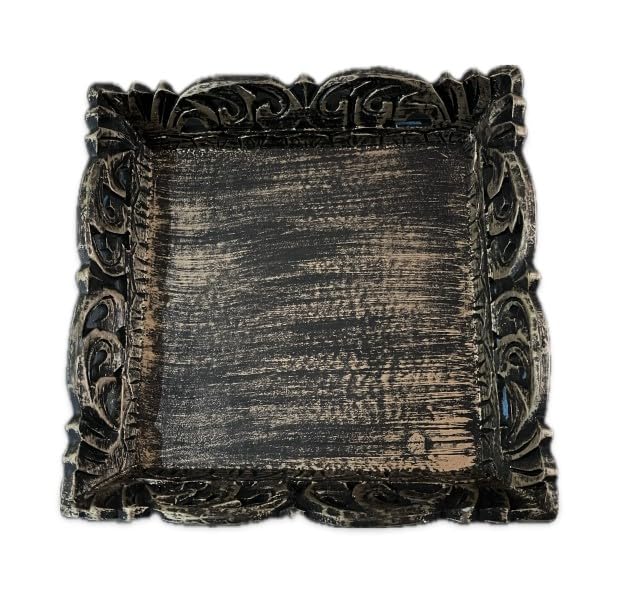 VIBHSA Wooden Tray for Serving- Handcrafted & Hand-Painted for Kitchen/Table & Home Decor/Dinning/Gifts/Restaurants/Living Room/Coffee Table 30Cm (Single Tray) (Antique Gold)