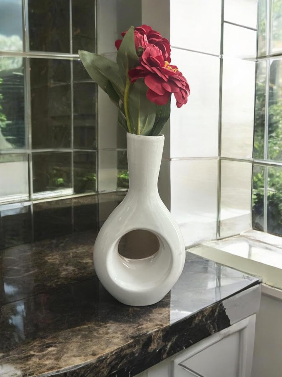 VIBHSA Ceramic Vase for Home Living Room Décor Ceramic Vase Ceramic Vase, Flower Vase, Pampas Grass Vase