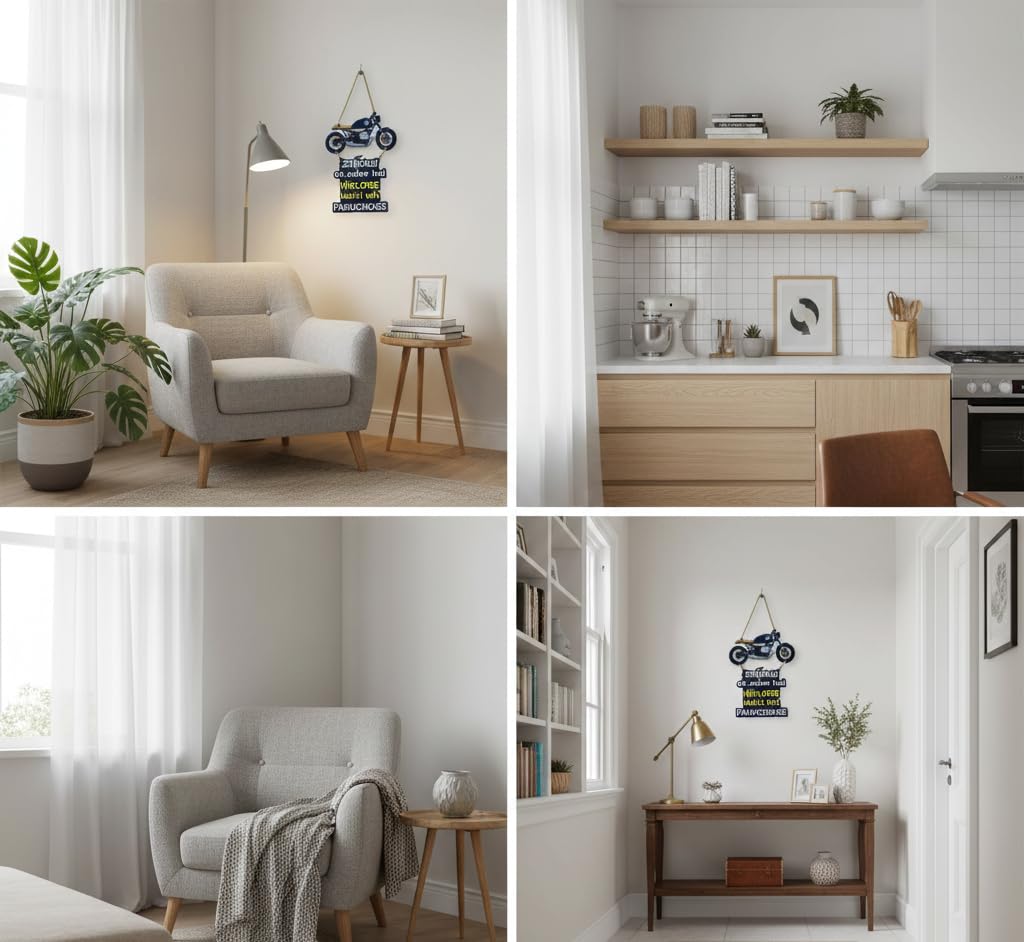 VIBHSA Bike Decorative Wall Art MDF Wooden Wall Hanger for Living Room