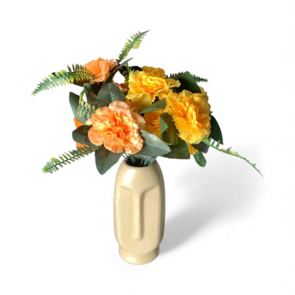 VIBHSA Modern Decorative Face Ceramic Vase for Home Décor, White Ceramic Flower Vase