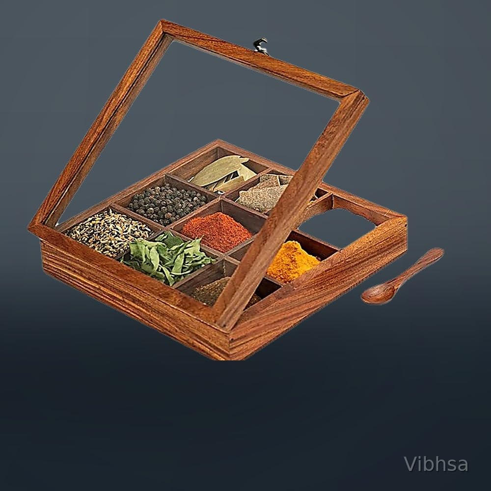 VIBHSA Wooden Tea Box with Glass Lid