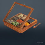 VIBHSA Wooden Tea Box with Glass Lid
