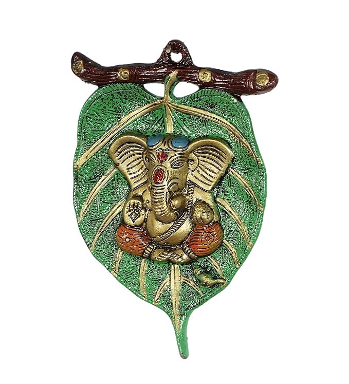 VIBHSA Ganesha On Green Patta Wall Hanging
