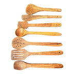 VIBHSA Wood Spoon Set for Cooking Includes Dessert Rice Spoons, Frying Serving Spatula