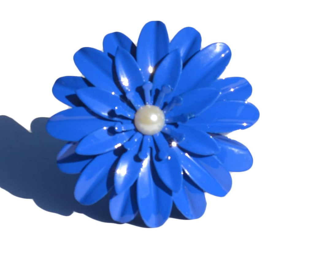 VIBHSA Handcrafted Flower Napkin Rings (Set of 4, Blue)