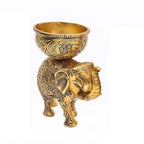 VIBHSA Metal Elephant Dry Fruit Bowl Showpiece Gold Polish for Your Home,Office Table