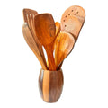 VIBHSA Wood Spoon Set for Cooking Includes Dessert Rice Spoons, Frying Serving Spatula