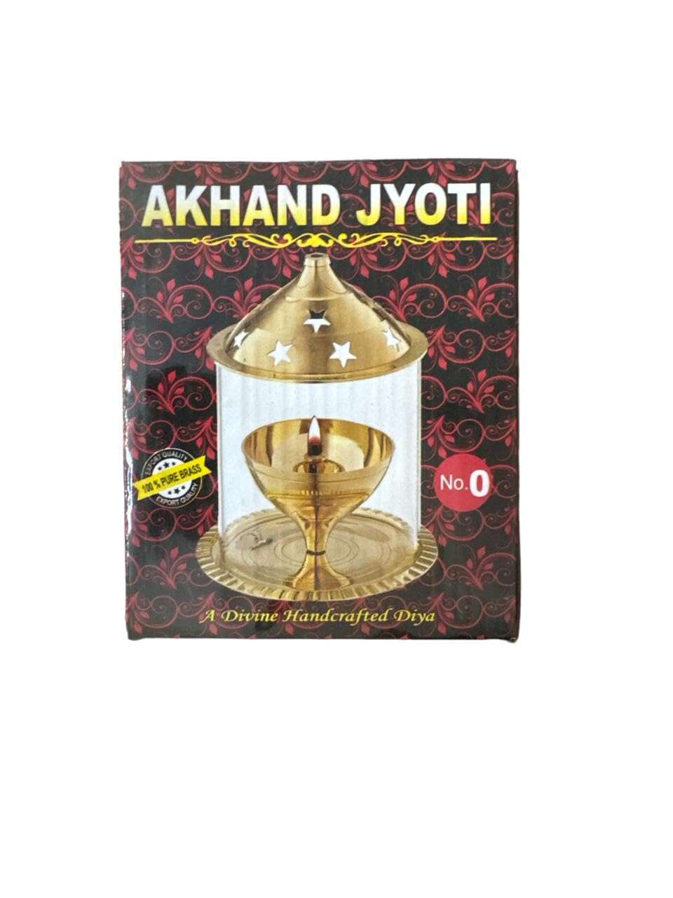 VIBHSA Brass Akhand Diya with Glass Cover for Pooja/Puja