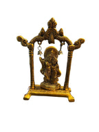 VIBHSA Metal Gold Plated Radha Krishna Idol Sculpture Statue Figurine Decorative Showpiece for Janmashtami Home Decoration Temple and Gift (Size 7 x 5 Inches) (1 Pieces)