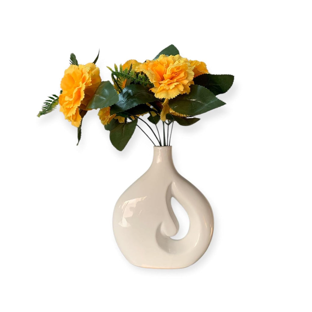 VIBHSA Cloud Hole Shape Ceramic Vase – Set of 1