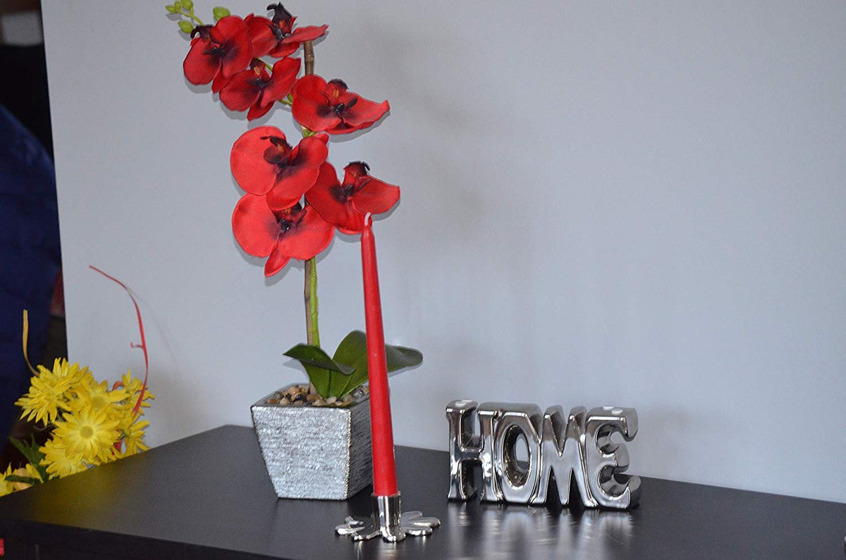 VIBHSA Handmade Flower Candle Holder Silver Finish. Ideal for Home & Table Decor, Religious Events
