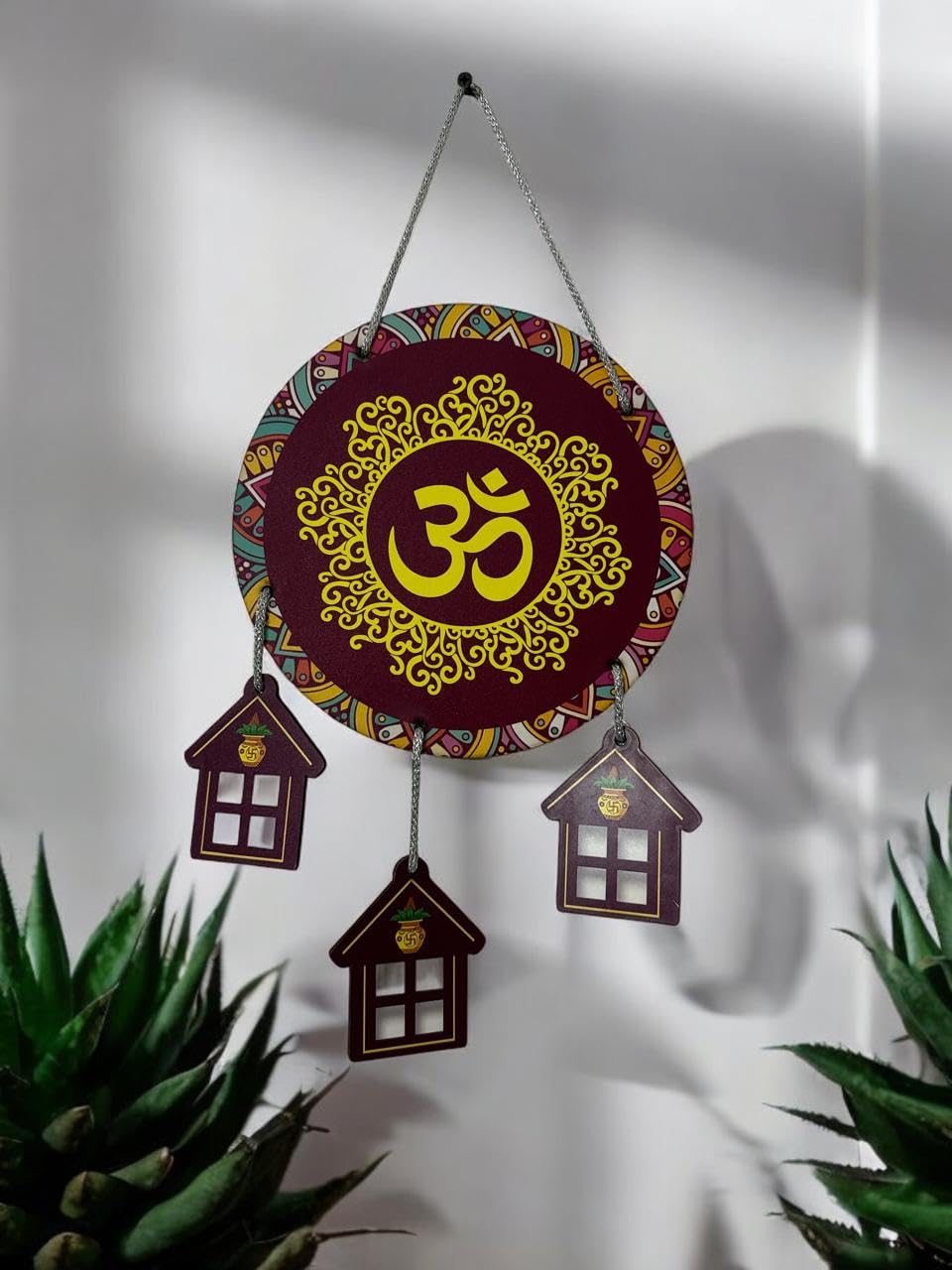 VIBHSA OM Mantra Wooden Wall Hanging Ornaments Decorative Items for Home Gifts Religious Wood Hanger Living Room Artworks Modern Decor