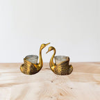Aluminium Pair of Swan Candle Holder Showpiece for Good Luck & Love