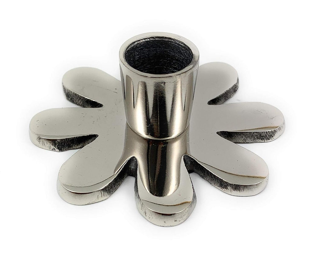 VIBHSA Handmade Flower Candle Holder Silver Finish. Ideal for Home & Table Decor, Religious Events
