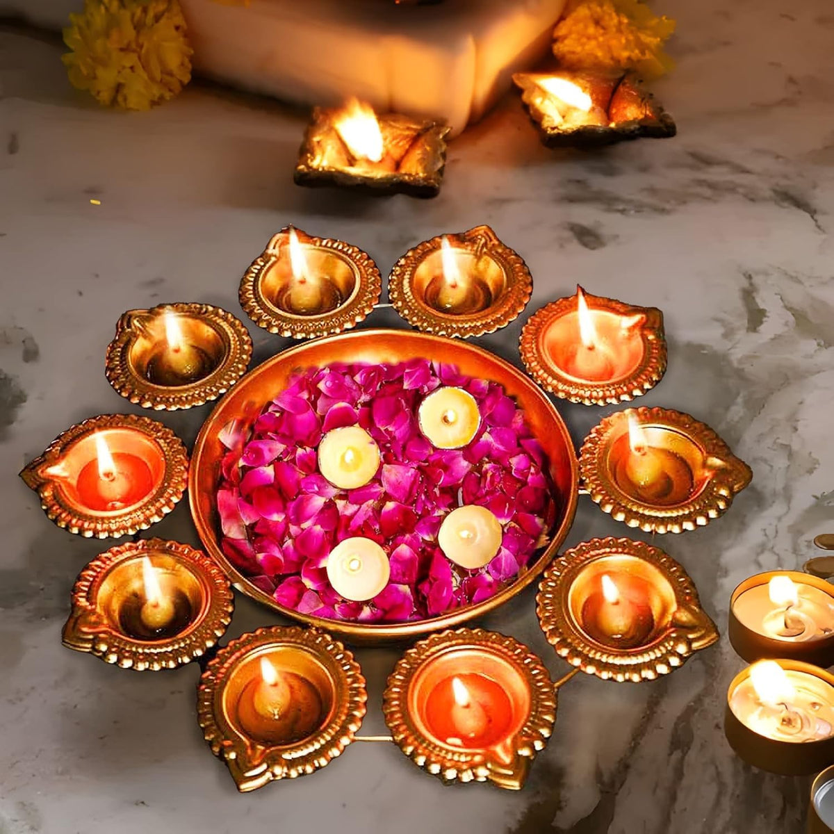 VIBHSA Urli Bowl Diwali Gift Decoration Items for Home Decor Decorative Diya Bowl