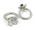 VIBHSA Handcrafted Flower Napkin Rings Set of 4. White Rustic Napkin Rings (2.0" Ring, 1.5" Flower)