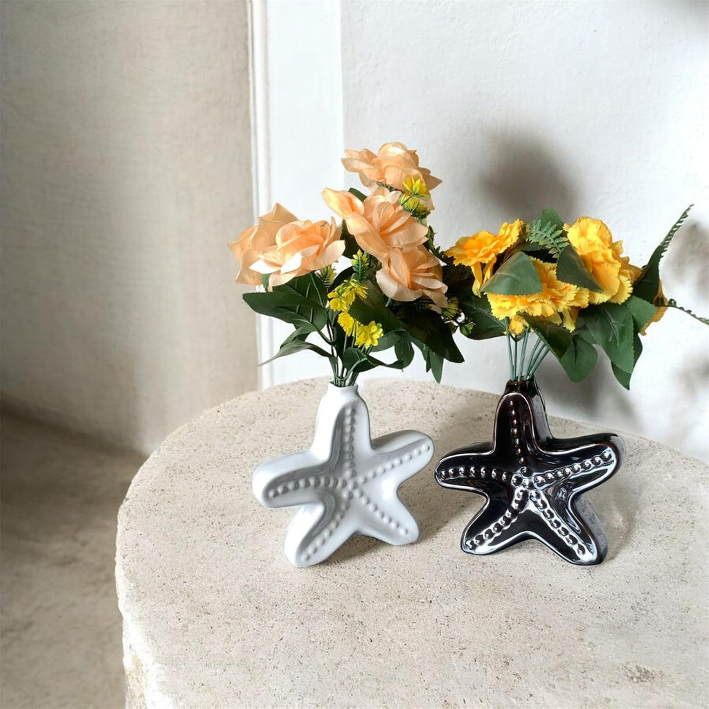 VIBHSA Star Fish Shape Vase, Ceramic Plant Pot, Diamond Shaped Planter