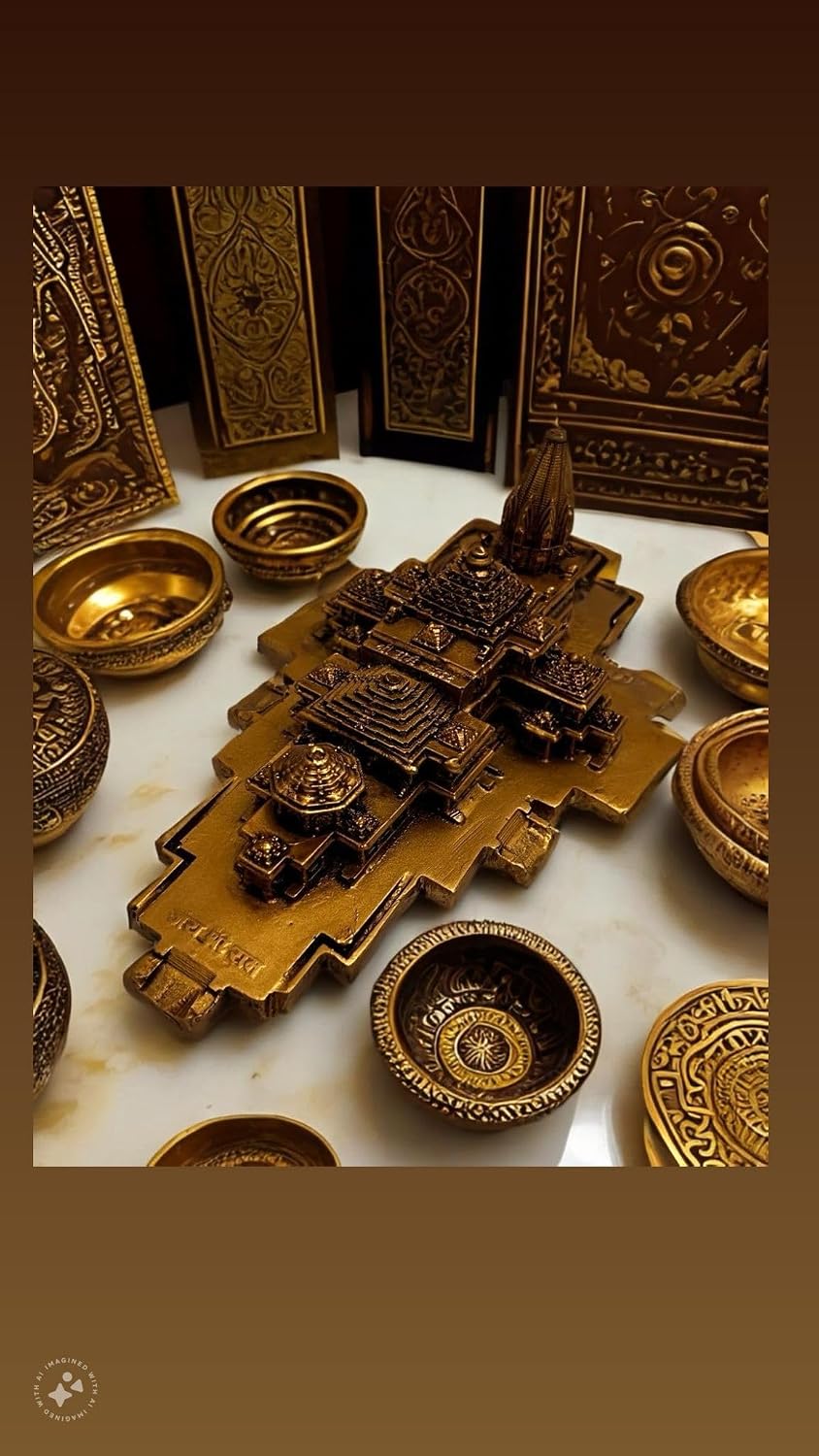 VIBHSA Ram Mandir Ayodhya Model Authentic Design Ideal for Home Temple, Home Decor & Gifts 6 inch