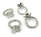 VIBHSA Handcrafted Flower Napkin Rings Set of 4. White Rustic Napkin Rings (2.0" Ring, 1.5" Flower)